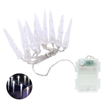 Guirnalda 5 Hielos 28cm Luz Led Exterior Cold White Bateria /cod. 123-243-68