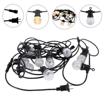 GUIRNALDA LUCES EXTERIOR 10PCS BOLAS CON CONECTOR WARM WHITE