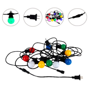 Guirnalda Exterior Bolas 10metros Con Conector Multicolor /cod. 123-2441-mix
