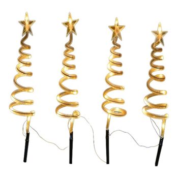 SET 4 ESTACAS ARBOLES 1,5DIAM, ALTURA 47CM SOLARES WARM WHITE CON 8 FUNCIONES