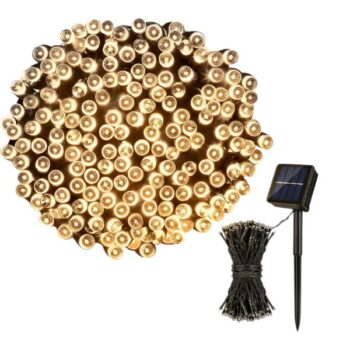GUIRNALDA 300 LUCES LED SOLAR CON 8 FUNCIONES 30 METROS WARM WHITE