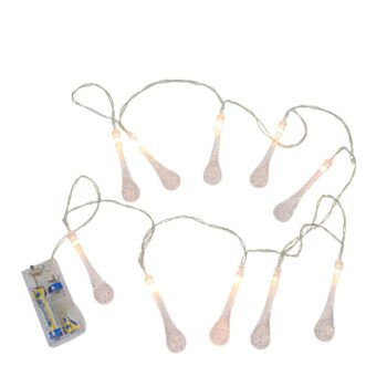 GUIRNALDA 10 GOTAS LUZ LED BATERIA WARM WHITE /COD. 123-GOTA-18