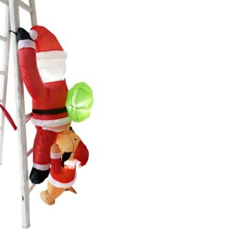 INFLABLE SANTA CON PERRO SUBIENDO CON LUZ LED 80X65X170CM