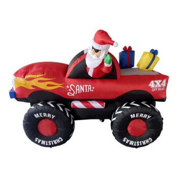 INFLABLE SANTA EN CARRO LUZ LED 210X55X120CM