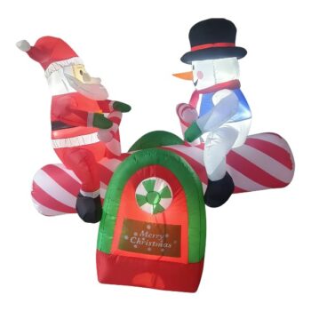 INFLABLE SUBE Y BAJA SANTA Y MUÑECO NIEVE LUZ LED 150X70X150CM