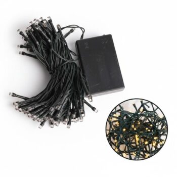 SERIE DE 100 LUCES LED AMARILLO CLARO CON CONECTOR Y CONTROL