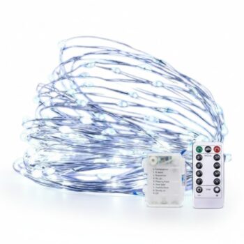 SERIE DE 100 LUCES LED BOMBILLITO AGUA BATTERIA BLANCO CON CONTROL