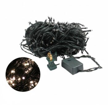 SERIE DE 300 LUCES LED AMARILLO CLARO CON CONECTOR CABLE VERDE