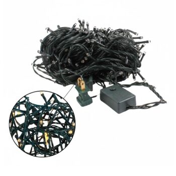 SERIE DE 300 LUCES LED AMARILLO CLARO CON CONECTOR Y CONTROL CABLE VERDE