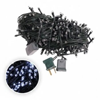 SERIE DE 300 LUCES LED BLANCA CON CONECTOR Y CONTROL CABLE VERDE