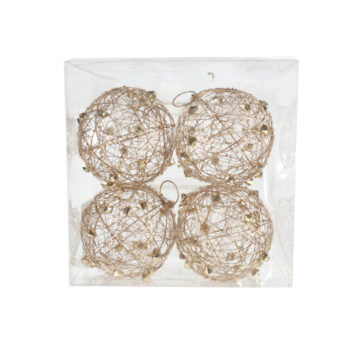 Caja Bolas Metal 10cmx4pcs 10cmx4pcs Champagne Gold /cod. 125-k19628-ch