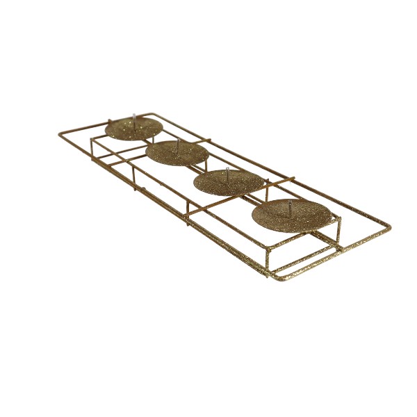 Candelabro Metal Recangular 39x3x14cm Gold /cod. 125-r579914-70