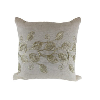COBERTOR ALMOHADON BEIGE CON HOJAS GOLD 40X40CM /COD. 139-24024A40