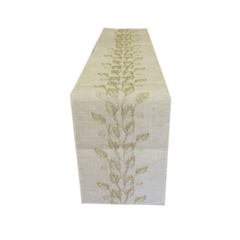 CAMINO MESA BEIGE CON HOJAS GOLD 33X182CM /COD. 139-24024CM72