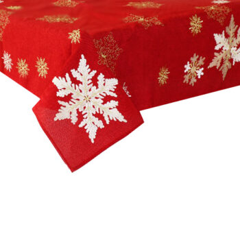 Mantel Cuadrado Burgundy Con Bordado Copos Nieve 90x90cm /cod. 139-25064mc36