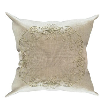 COBERTOR ALMOHADON 45X45CM NATURAL BORDADO PASTORAS GOLD