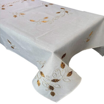 MANTEL 182X228CM IVORY CON HOJAS GOLD