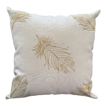 COBERTOR ALMOHADON 45X45CM IVORY HOJAS GOLD
