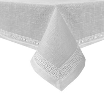 MANTEL 182X274CM WHITE CON BORDADO