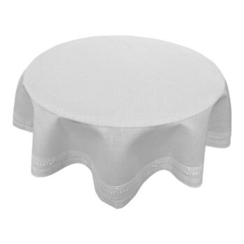 MANTEL REDONDO 175CM WHITE CON BORDADO