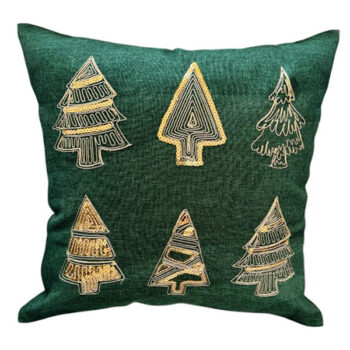 COBERTOR ALMOHADON 45X45CM GREEN CON ARBOLES GOLD