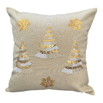 COBERTOR ALMOHADON 45X45CM BEIGE ARBOLES GOLD WHITE