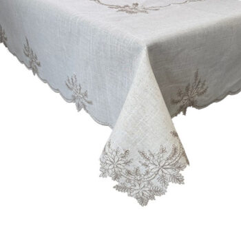 MANTEL 182X228CM NATURAL FLORES BORDADO