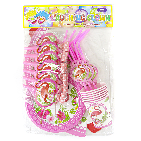 SET FIESTA CARTON FLAMINGOS. /COD. 160-6X62