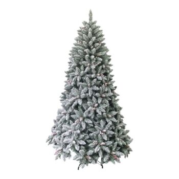 ARBOL NAVIDEÑO NIEVE 210CM CON BELLOTAS Y BERRIES 1590TIPS