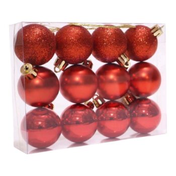 CAJA 12 MINI BOLITAS 4CM RED