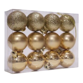 CAJA 12 MINI BOLITAS 4CM GOLD