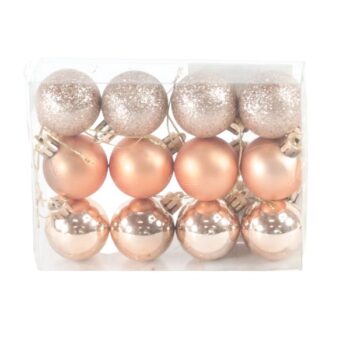 Cajita 12 Bolitas 4cm Rose Gol /cod. 168-14014-rg