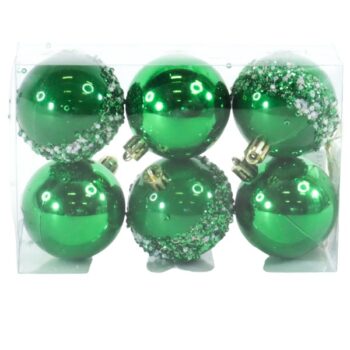 Cajitas 3 Bolas 6cm Con Lentejuelas Centro Christmas Green /cod. 168-202166-63