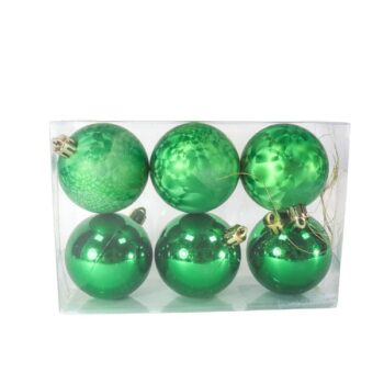 Cajita 6 Bolas Metalica Y Mate Christmas Green /cod. 168-20286622-63