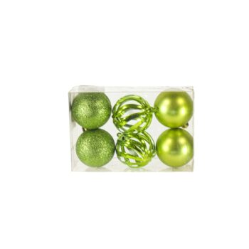 Cajita 6pcs Bolas 6cm 2 Metalicas 2 Glitter Y 2 Mate Apple Green /cod. 168-230126-13