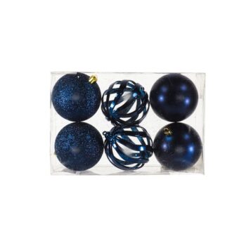 Cajita 6pcs Bolas 8cm 2 Metalicas 2 Glitter Y 2 Mate Midnight Blue /cod. 168-230128-50