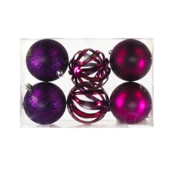 Cajita 6pcs Bolas 8cm 2 Metalicas 2 Glitter Y 2 Mate Raspberry /cod. 168-230128-55n