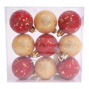 CAJITA 9PCS BOLAS 4CM RED GOLD