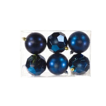 Cajita Bolas 8cm 6pcs 3 Metalicas Y 3 Mate Midnight Blue /cod. 168-23058-50