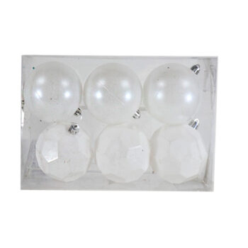 Cajita Bolas 8cm 6pcs 3 Metalicas Y 3 Mate White /cod. 168-230581-68
