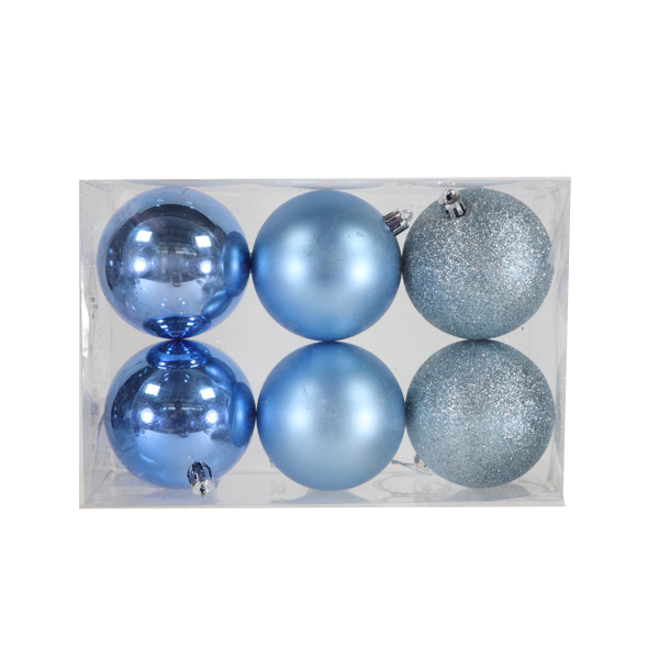 Caja 6 Bolas 8cm Glitter,matte, Shinny Blue /cod. 168-231004-50