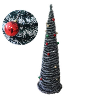 Arbol Arma Facil 180cm Green White Con Bolitas /cod. 168-23mtdqs