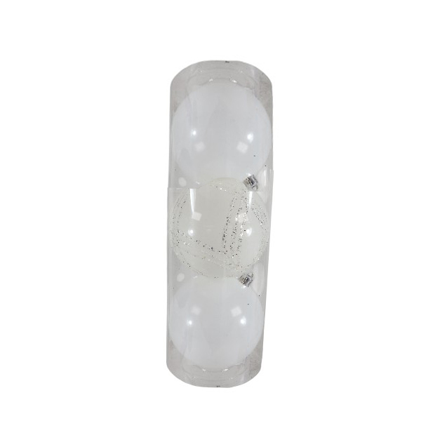 Cajita 3 Bolas 10cm Con Glitter, Mate Y Metalica White /cod. 168-2420310-68