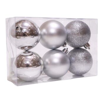 Cajita DE 6 Bolitas Mixtas Pequeña Silver /cod. 168-2576-80