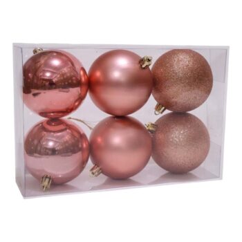 Cajita 6pcs Bolas 8cm Plasticas Grapefruit Pink /cod. 168-2578-10