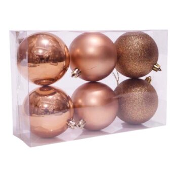 Cajita DE 6 Bolitas Mixtas Grandes Rose Gold /cod. 168-2578-rg