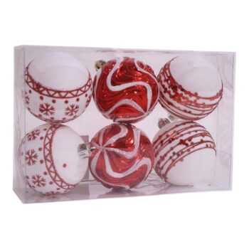 Cajita 6pcs Bolas 8cm Plasticas Red White /cod. 168-2658-6168