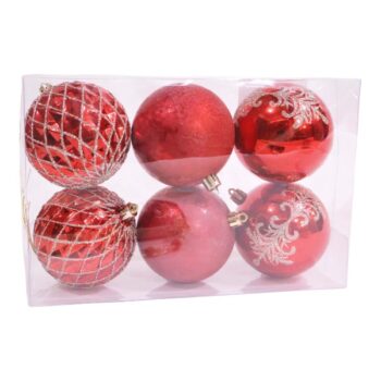 Cajita 6pcs Bolas 6cm Plasticas Red /cod. 168-2671-61