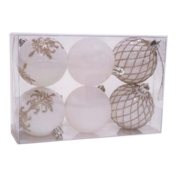 Cajita 6pcs Bolas 8cm Plasticas White /cod. 168-2672-68