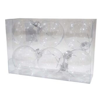 CAJA 6 BOLAS TRANSPARENTES 8CM